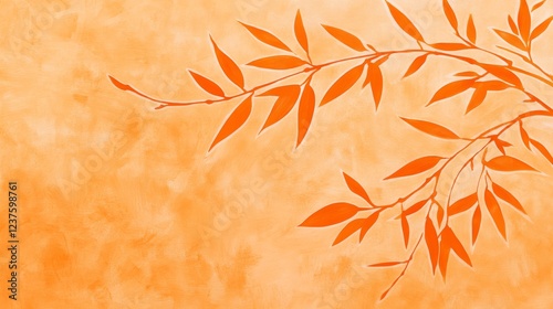 Wallpaper Mural Orange Watercolor Branches with Autumn Leaves Design Torontodigital.ca