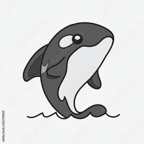 PrintCute Cartoon Orca coming out of the water