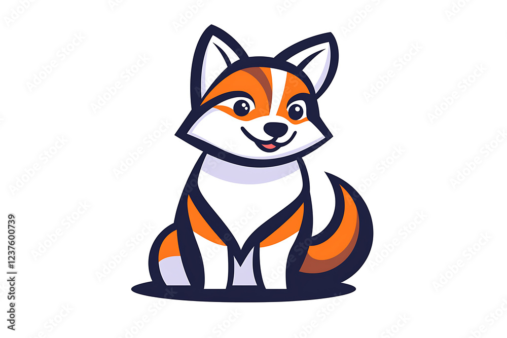 Obraz premium A flat vector illustration of a friendly dog with a playful expression