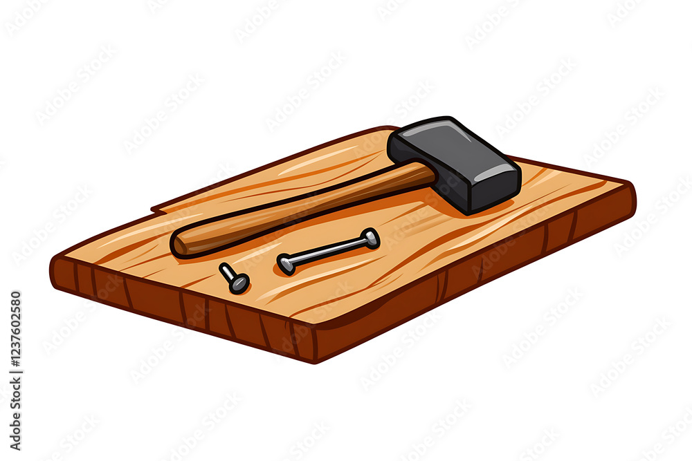 A flat vector illustration of a hammer and nail, perfect for construction, DIY projects, and home improvement concepts A flat vector illustration of a hammer and nail, perfect for construction, DIY projects, and home improvement concepts