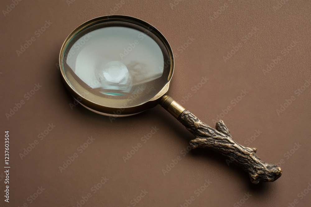 Antique Magnifying Glass with Intricate Wooden Handle Antique Magnifying Glass with Intricate Wooden Handle