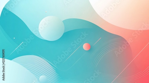 Abstract gradient background with fluid shapes and geometric elements in soft hues