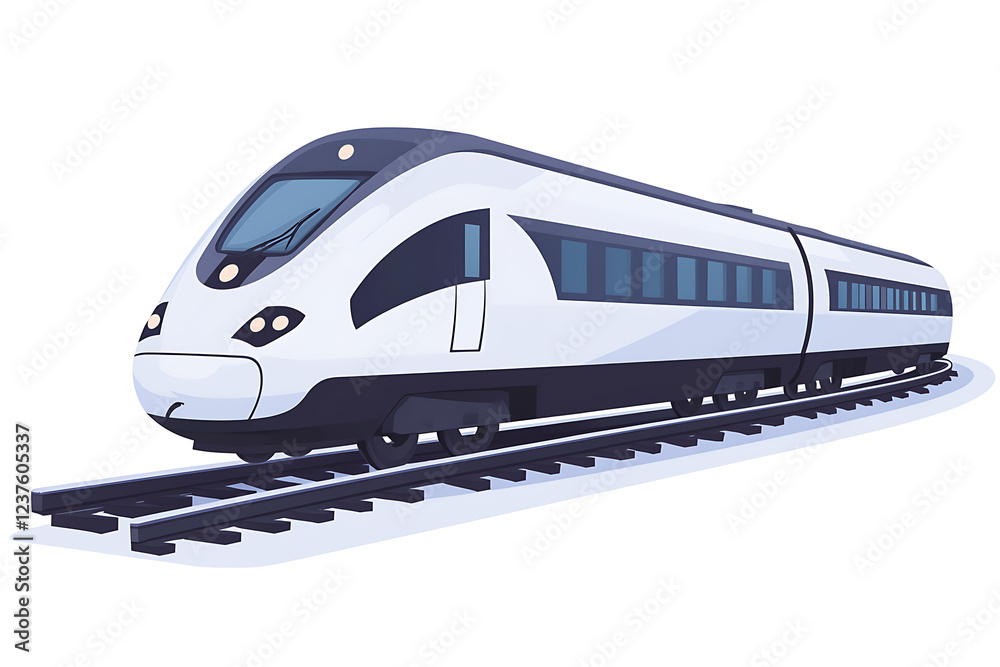 Naklejka premium Dynamic flat vector illustration of a high-speed train in motion