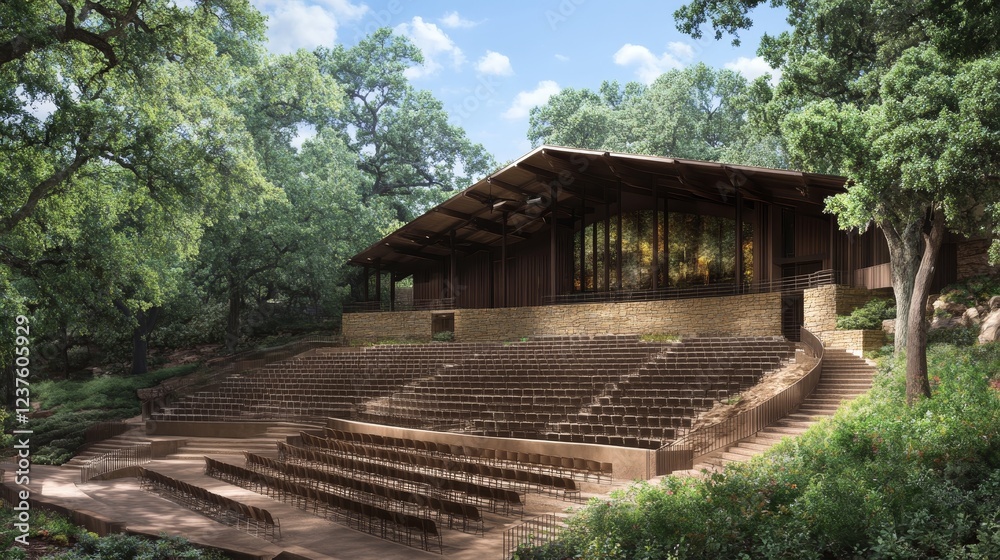 Outdoor Amphitheater nestled in a wooded area Outdoor Amphitheater nestled in a wooded area