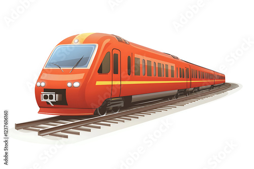 Dynamic flat vector illustration of a high-speed train in motion, showcasing modern transportation technology