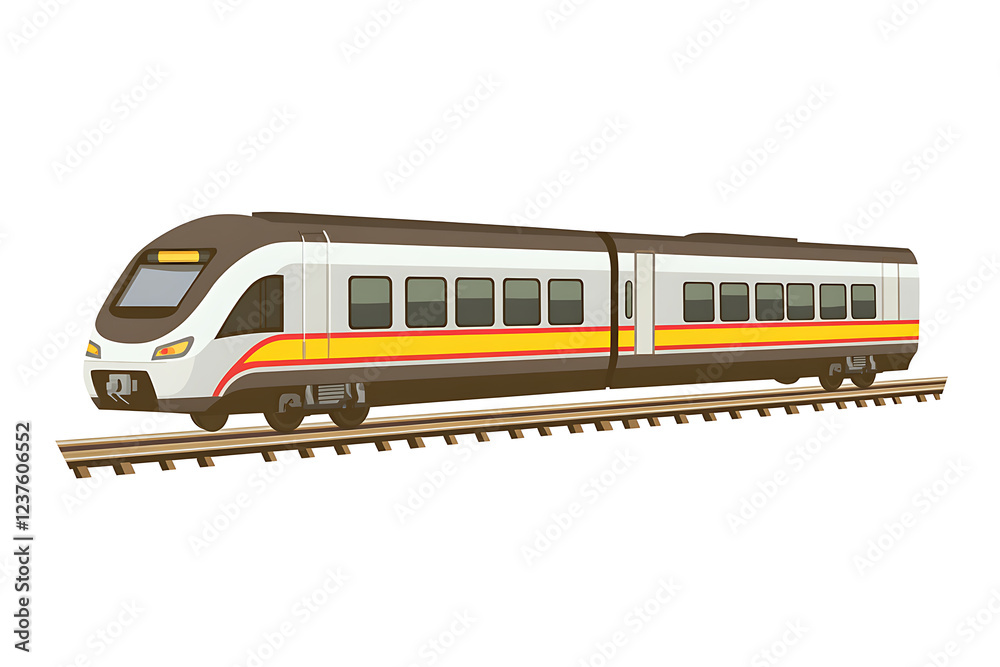 A flat vector illustration of a high-speed train in a modern cityscape A flat vector illustration of a high-speed train in a modern cityscape