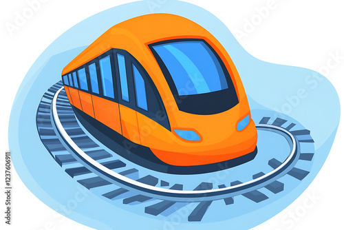 Dynamic flat vector illustration of a high-speed train in motion