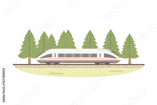 A flat vector illustration of a high-speed train