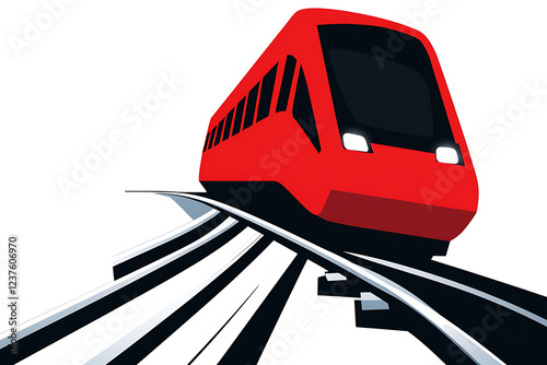 A flat vector illustration of a high-speed train in motion