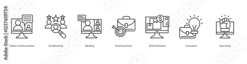 Protection Encryption Icon Sheet Online Communication, Headhunting, Meeting, Achieving Goals, Online Business, Innovation, Autonomy