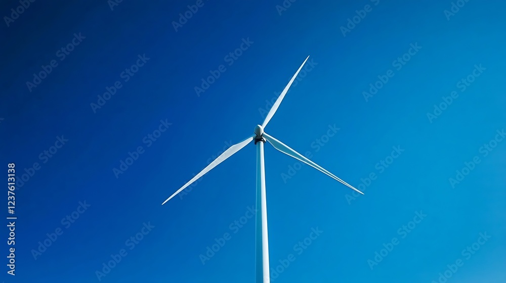 Renewable Energy Wind Turbine Against Clear Blue Sky Symbolizing Sustainability : Generative AI Renewable Energy Wind Turbine Against Clear Blue Sky Symbolizing Sustainability : Generative AI