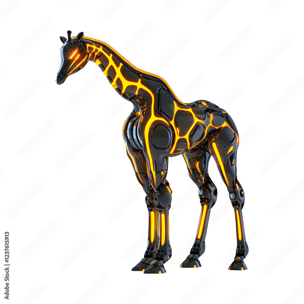 Robotic Giraffe with Glowing Stripes Isolated on Transparent Background Robotic Giraffe with Glowing Stripes Isolated on Transparent Background