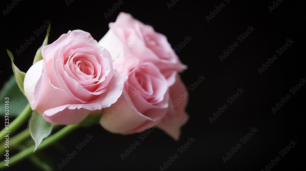 Charming Pink Roses in Minimalist Beauty Against Dark Background for Elegant Floral Art and Decor : Generative AI Charming Pink Roses in Minimalist Beauty Against Dark Background for Elegant Floral Art and Decor : Generative AI