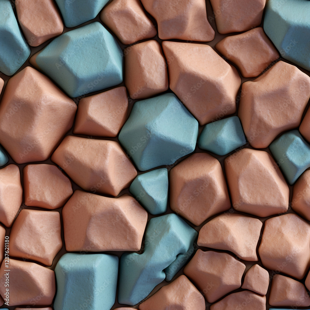 Fototapeta premium Stunning Stacked Colorful Stones Creating a Natural Wall Texture for Luxury Architecture Designs