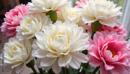 Beautiful pink and white flowers in a vibrant bouquet