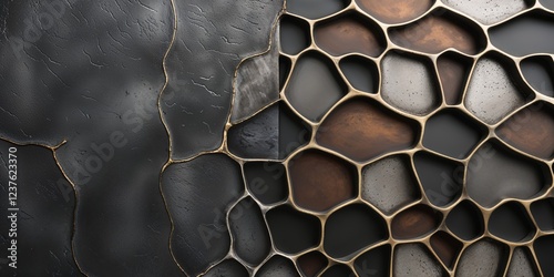 Modern Bronze and Grey Stone Wall Panels Organic Lines Contemporary Metallic Texture