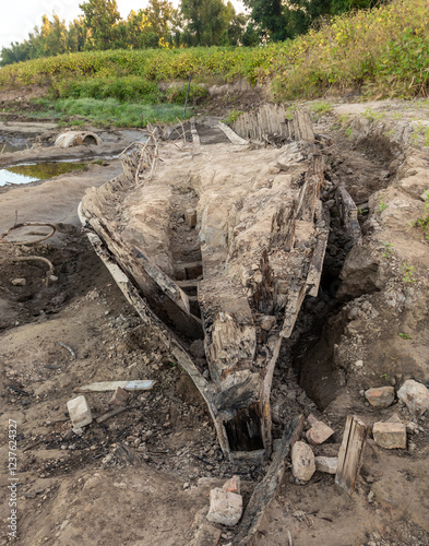 SS Brookhill - Ferry Sunk in 1915 Exposed During Record Low Mississippi River Level photo