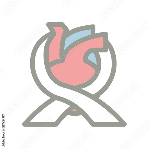 hearth ribbon flat icon illustration