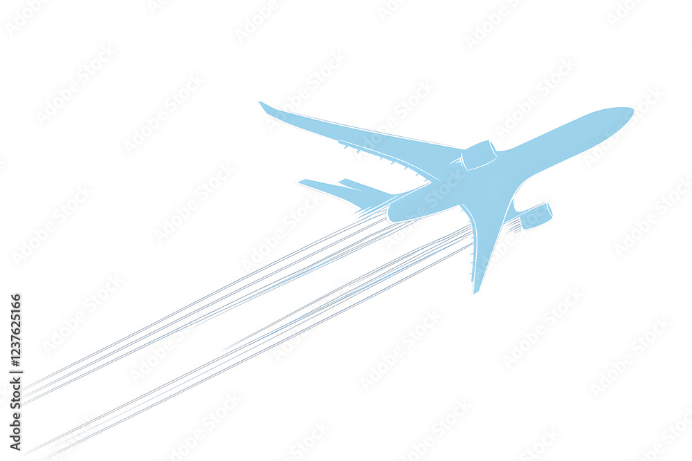 A flat vector illustration of an airplane flying in the sky with clouds A flat vector illustration of an airplane flying in the sky with clouds