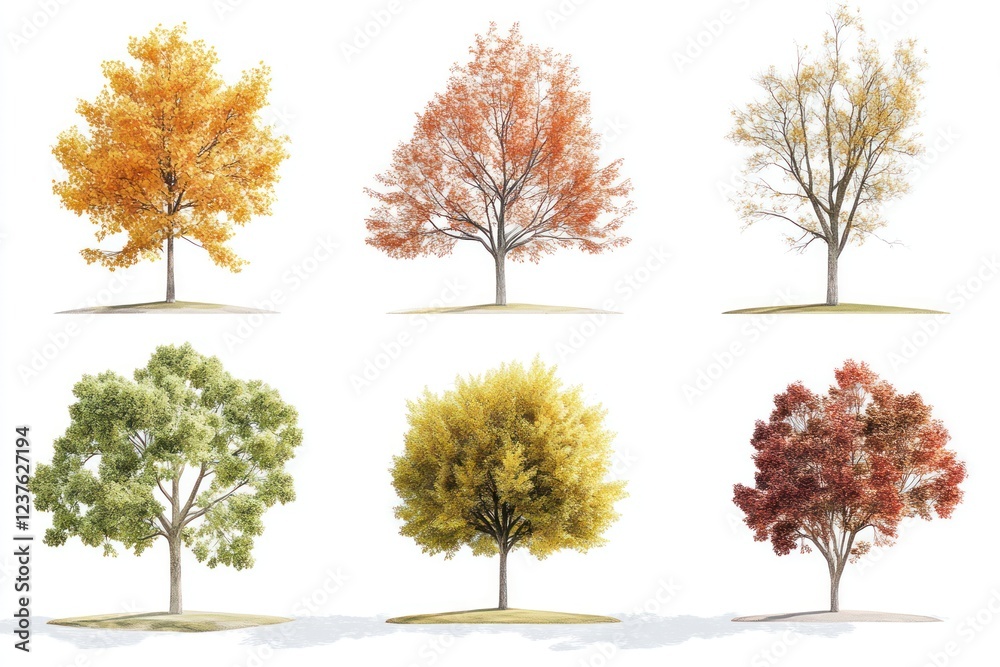 Seasonal tree variations, isolated on white, for design Seasonal tree variations, isolated on white, for design