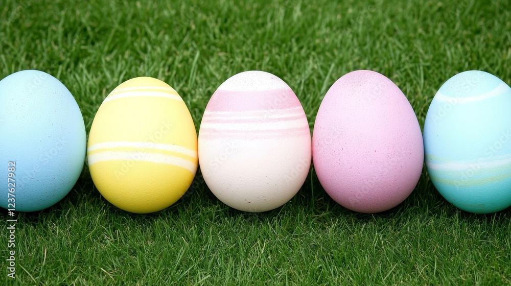 Pastel Easter Eggs on Green Grass Background (2) Pastel Easter Eggs on Green Grass Background (2)