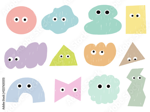 手描きあしらいセット　色えんぴつ　ギョロ目
幾何学模様