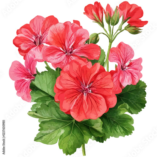 red geranium flower isolated