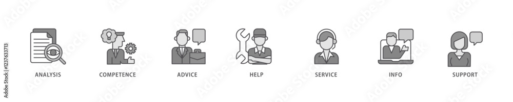 Problem solving icon set flow process which consists of analysis, critical thinking, creativity, emotional intelligence, research, team building icon live stroke and easy to edit . Problem solving icon set flow process which consists of analysis, critical thinking, creativity, emotional intelligence, research, team building icon live stroke and easy to edit .