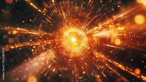 A dynamic particle collision inside a massive particle accelerator