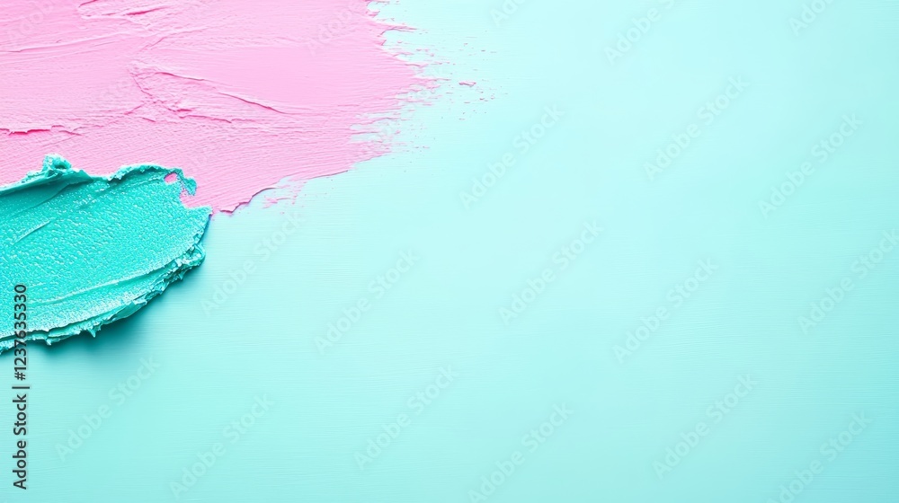 Obraz premium Pastel Pink and Teal Paint Swirl Abstract Art