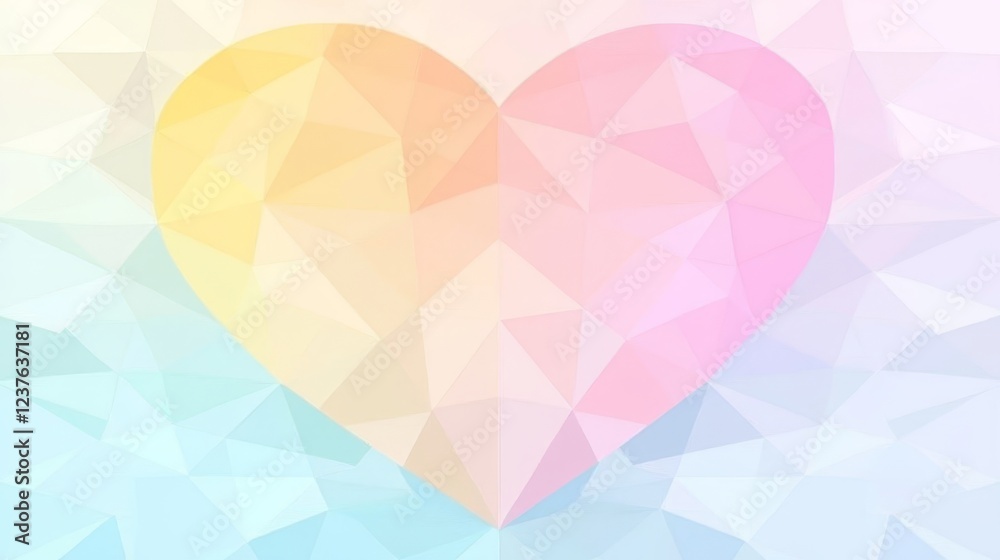 Obraz premium Pastel Polygonal Heart Design Abstract Background