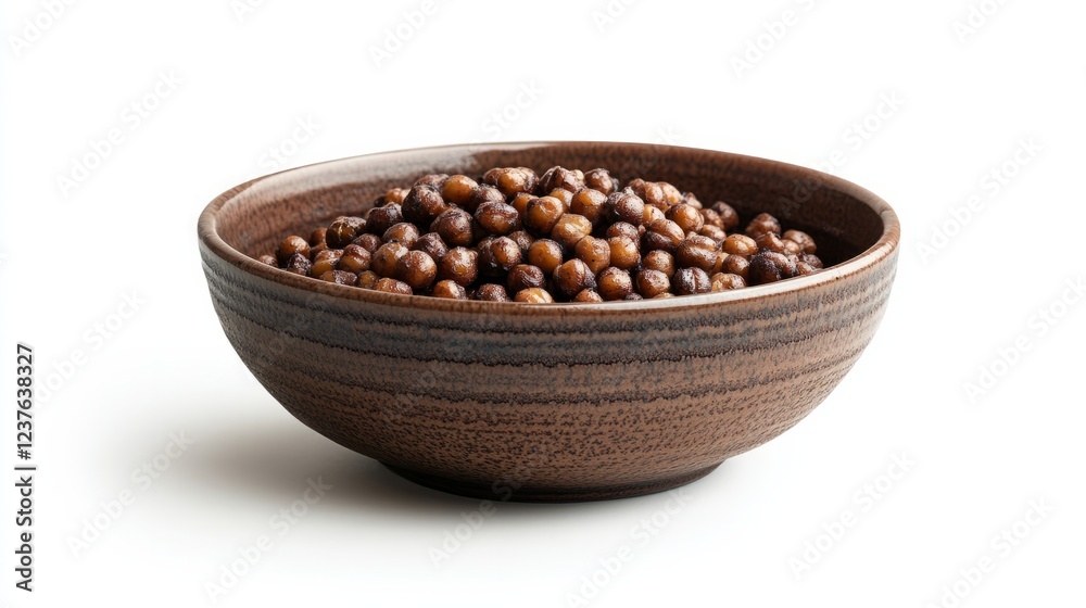 A small bowl of roasted chickpeas, isolated on a white background, often enjoyed during Ramadan A small bowl of roasted chickpeas, isolated on a white background, often enjoyed during Ramadan