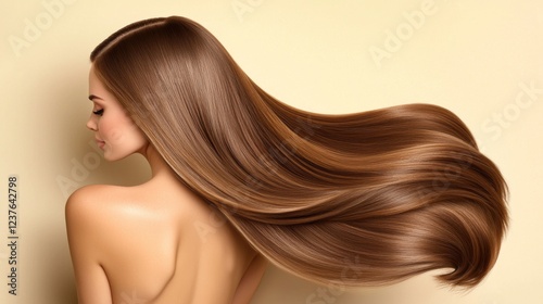 Flowing hair beauty studio photography soft background close-up hair care inspiration