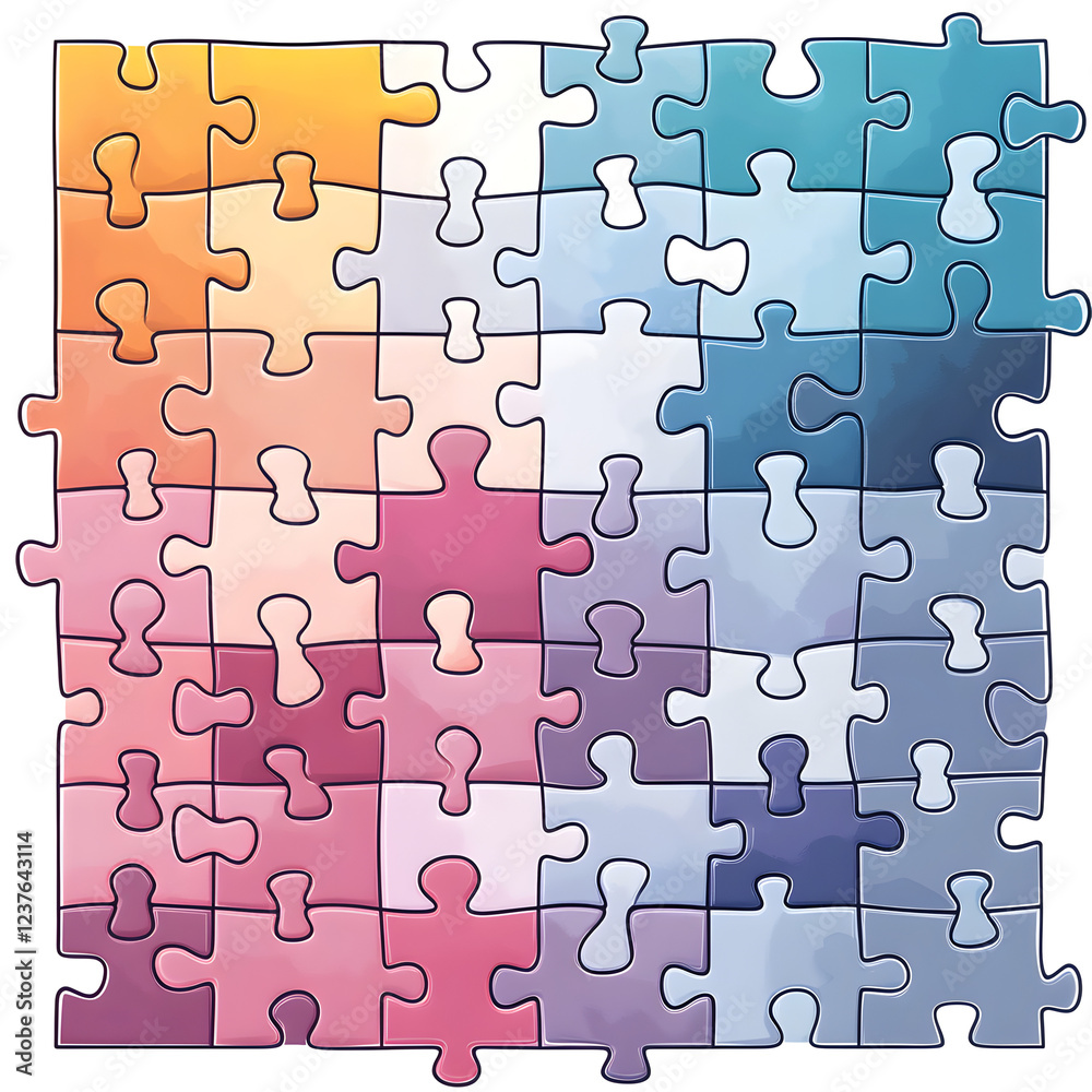 Colorful Jigsaw Puzzle Pieces Background Illustration Colorful Jigsaw Puzzle Pieces Background Illustration