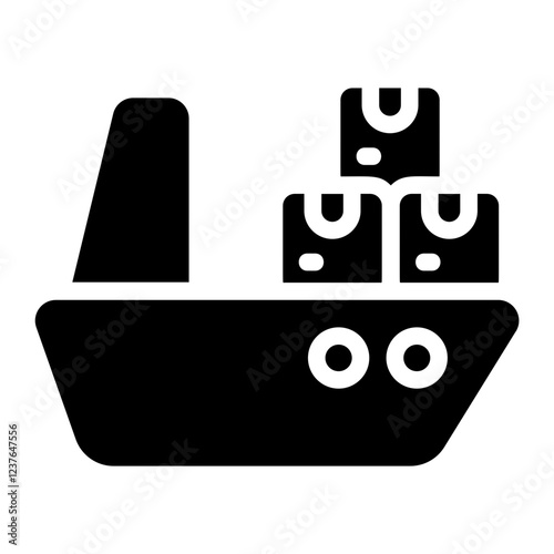 Cargo boat Solid Icon