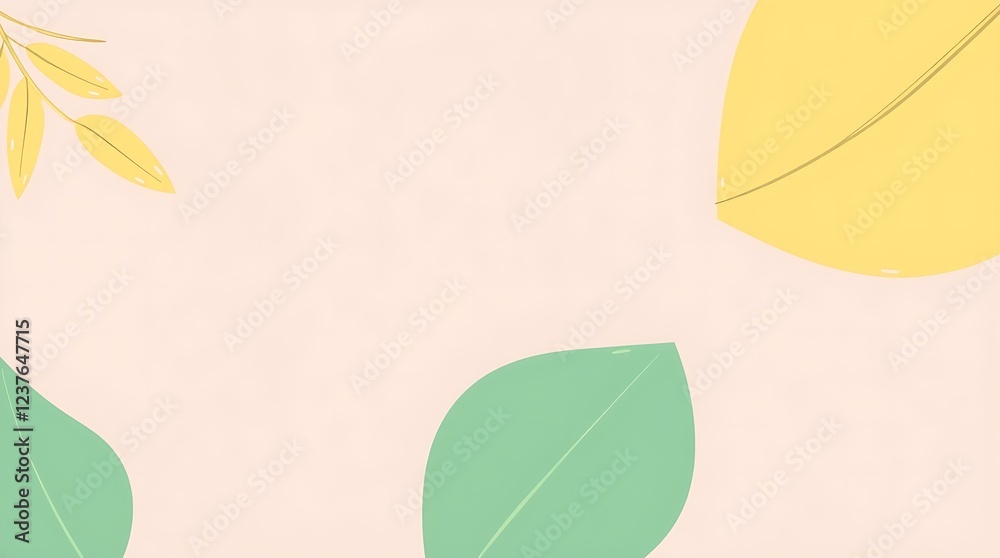 Fototapeta premium A modern flat design illustration featuring soft pastel colors on a natural background. The image uses simple two-dimensional shapes, conveying a gentle and soothing aesthetic.