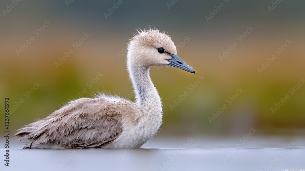 Cute cygnet swimming, wetland background, wildlife photography, nature imagery Cute cygnet swimming, wetland background, wildlife photography, nature imagery