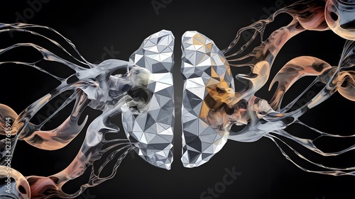 A digital landscape where particles of light float and collide, representing the electrical activity of the human brain