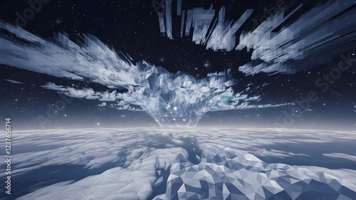 A mind-bending vision of geometric shapes melting into organic, fluid forms that symbolize neural connections