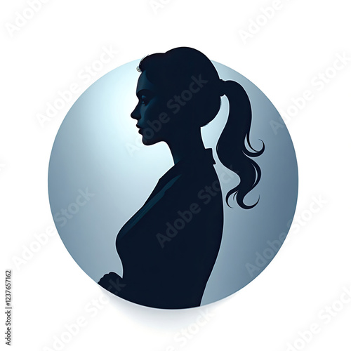 An isometric depiction of young bussinesswoman silhouette  photo