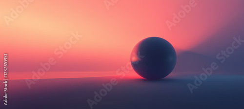 Abstract Sphere on Pink and Blue Gradient Background