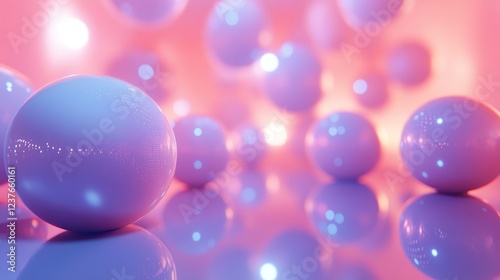 Abstract luminous translucent orbs in motion, 3d render, Generative AI