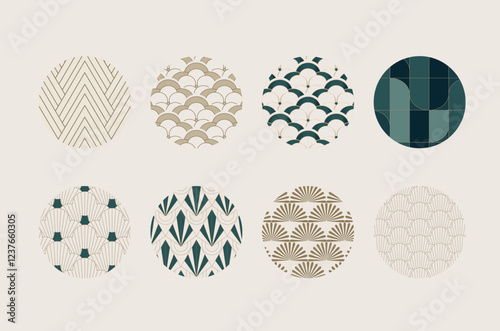 abstract art deco pattern in circle icon design