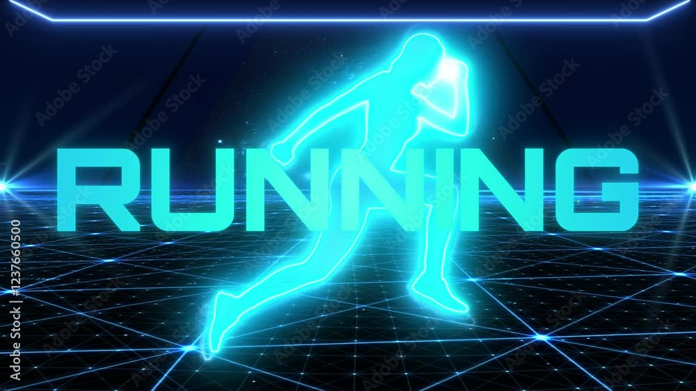 Running Opener, transition. Title with glow effects. Modern Sport Intro Template. Futuristic Animation