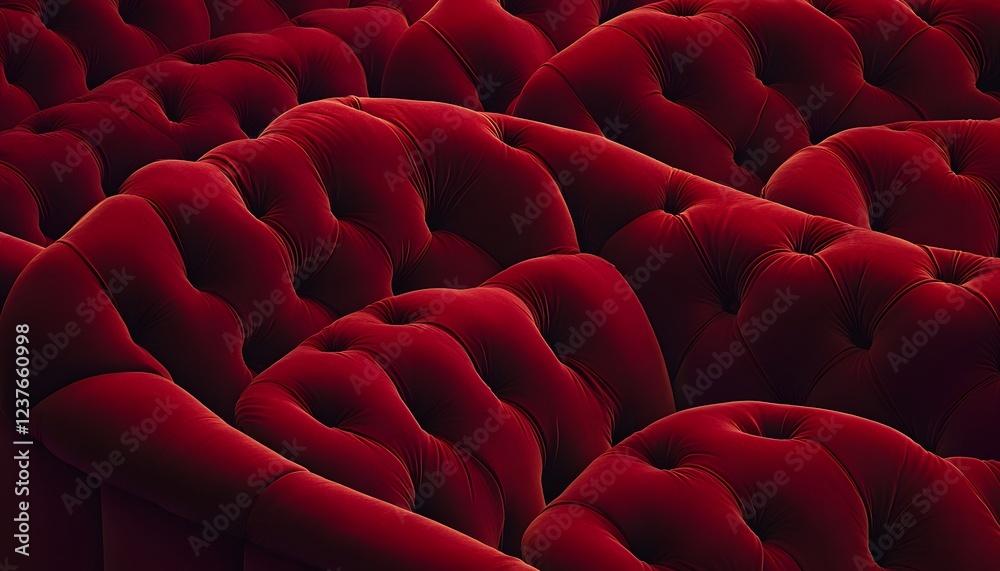 Fototapeta premium Deep Red Velvet Upholstery Button Tufted Texture