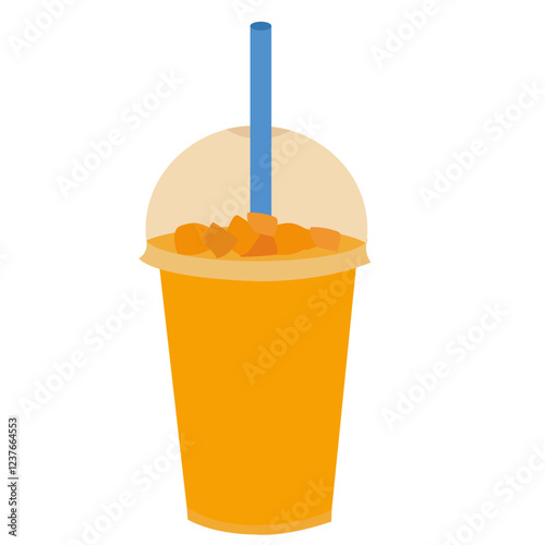 Mango Milkshake In Takeaway Plastic Cup , Mango Juice.
