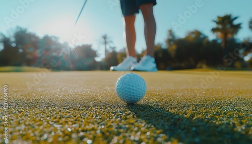 Golfer Prepares For A Putt On The Green photo