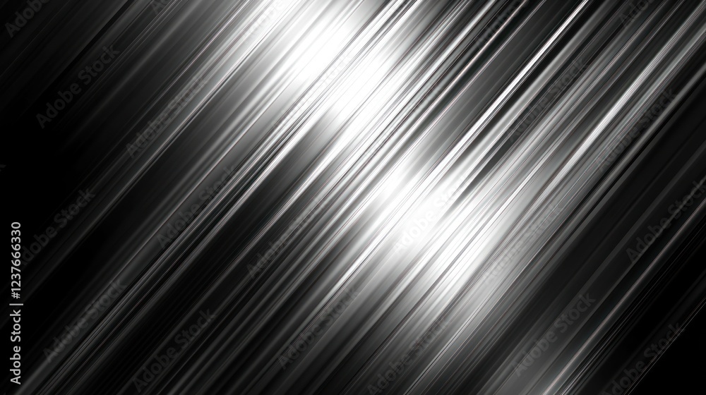 Obraz premium Abstract diagonal lines, white light streaks, black background, design element