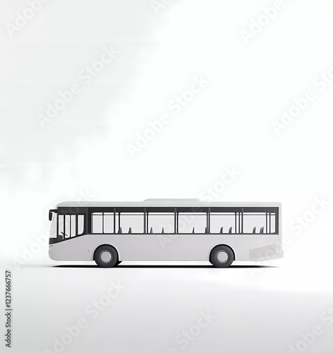 3D rendering of a white bus isolated on a white background, created in Blender photo