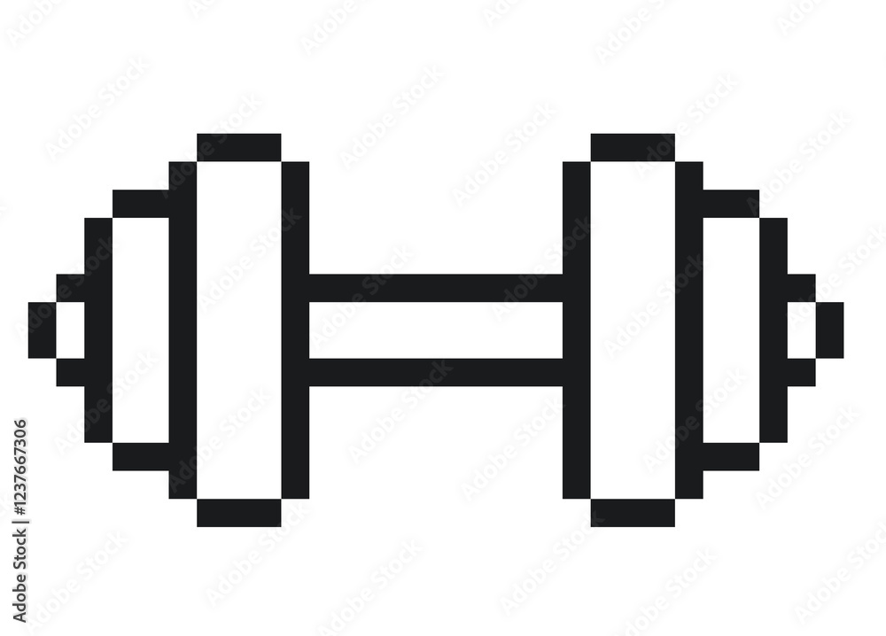 Healthy Life line icon concept. Dumbbell pixel 8bit icon design. Healthy Life line icon concept. Dumbbell pixel 8bit icon design.